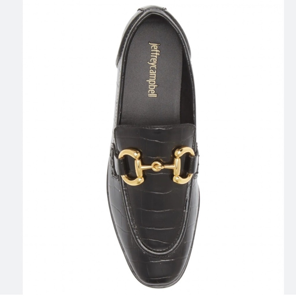 NEW jeffrey campbell Velviteen Loafer Croc Embossed Black Sz 5 🫧